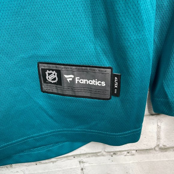 San Jose Sharks Martin Jones Hockey Jersey Fanatics Teal Men’s Size XS No Tags - Picture 3 of 5